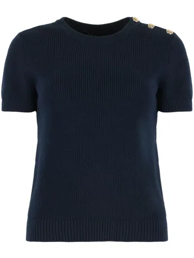 Ralph Lauren Ribbed-knit T-shirt In Blue