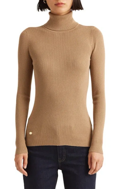 Ralph Lauren Lauren  Ribbed Turtleneck Sweater In Classic Camel