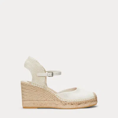 Ralph Lauren Robby Canvas & Jute Espadrille In Soft White/natural