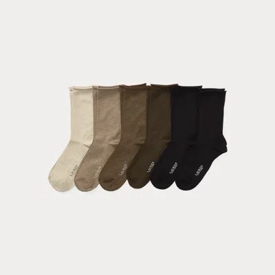 Ralph Lauren Roll-top Sock 6-pack In Tan Multi