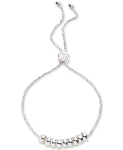 Lauren Ralph Lauren Rondelle Slider Adjustable Bracelet In Silver