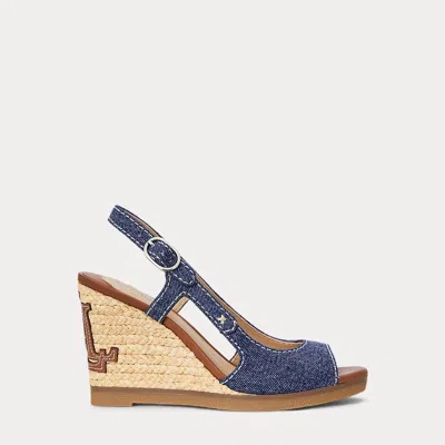 Ralph Lauren Roni Washed Denim Sandal In Oxford Blue