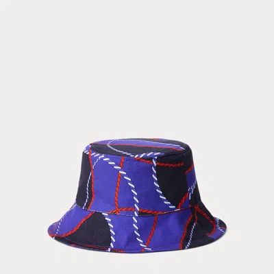 Ralph Lauren Rope-print Reversible Cotton Bucket Hat In New Sapphire