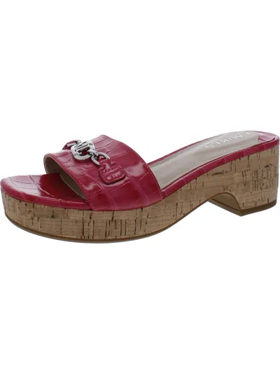 Lauren Ralph Lauren Roxanne Womens Leather Slip-on Slide Sandals In Pink