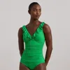 Ralph Lauren Ruffle-trim Surplice One-piece In Palm Green
