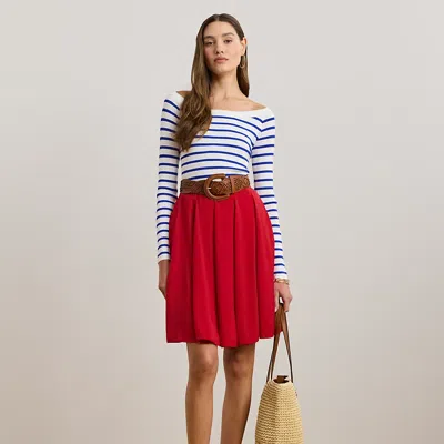 Ralph Lauren Sandwashed Satin A-line Skirt In Festive Red
