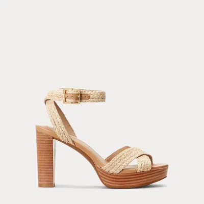 Ralph Lauren Sasha Raffia Platform Sandal In Natural