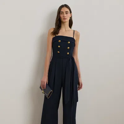 RALPH LAUREN SATIN & CREPE STRAPLESS JUMPSUIT