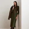Ralph Lauren Satin Charmeuse Midi Skirt In Botanic Green