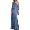 Ralph Lauren Lauren  Satin Charmeuse One-shoulder Gown In Sky Blue