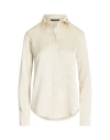 Lauren Ralph Lauren Satin Charmeuse Shirt Woman Shirt Ivory Size Xl Recycled Polyester In White