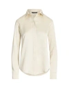 Ralph Lauren Lauren  Satin Charmeuse Shirt Woman Shirt Ivory Size Xl Recycled Polyester In White
