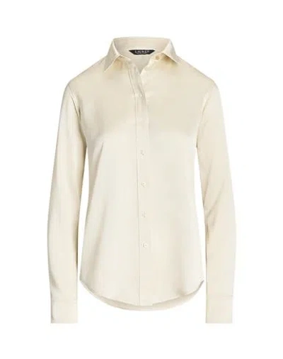 Lauren Ralph Lauren Satin Charmeuse Shirt Woman Shirt Ivory Size Xl Recycled Polyester In White