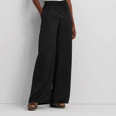 Lauren Ralph Lauren Satin Charmeuse Wide-leg Pant In Black