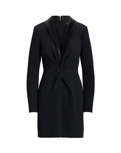 RALPH LAUREN LAUREN RALPH LAUREN SATIN-TRIM CREPE COCKTAIL DRESS WOMAN MINI DRESS BLACK SIZE 4 RECYCLED POLYESTER