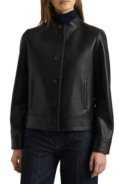 Lauren Ralph Lauren Scuba Leather Jacket In Black