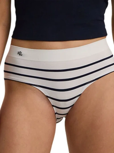 Lauren Ralph Lauren Seamless Brief In Silk White Stripe