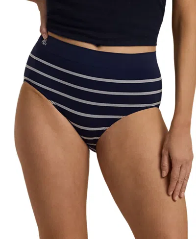 Lauren Ralph Lauren Seamless Striped Jersey High-rise Brief Underwear, 4l0094 In Navy Stripe