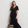 Lauren Ralph Lauren Shadow-gingham Belted Cotton-blend Dress In Black