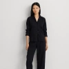 Ralph Lauren Shadow Stripe Cotton Sleep Set In Black