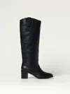 Ralph Lauren Lauren  Carla Burnished Leather Ridingtk! Boot Woman Boot Black Size 7 Cow Leather In Schwarz