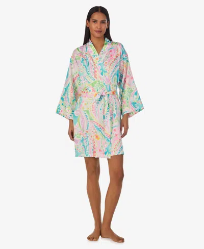 Lauren Ralph Lauren Short Kimono Robe In Multpais