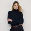 Ralph Lauren Silk-blend Turtleneck Sweater In Lauren Navy
