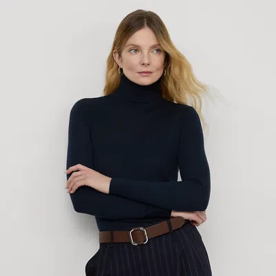 Ralph Lauren Silk-blend Turtleneck Sweater In Lauren Navy