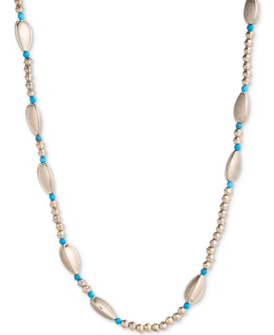 Lauren Ralph Lauren Silver-tone & Stone Beaded 32" Strand Necklace In Turquoise