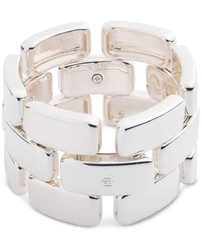 Lauren Ralph Lauren Silver-tone Link Flex Bracelet In White