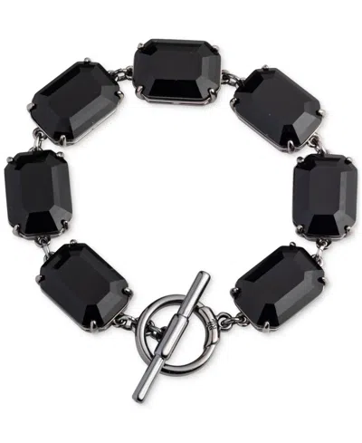 Ralph Lauren Silver-tone Rectangle Stone Flex Bracelet In Black