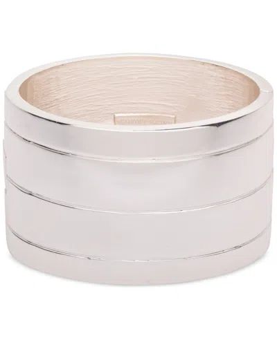 Ralph Lauren Silver-tone Wide Metal Bangle Bracelet