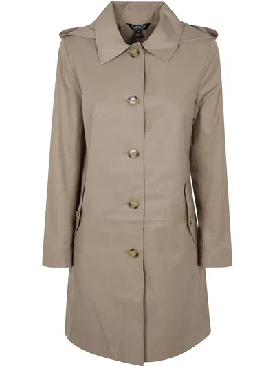 Ralph Lauren Single Breast Rn 34" Lined Coat In Brown