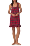 Ralph Lauren Lauren  Sleeveless Plaid Nightgown In Red Prt