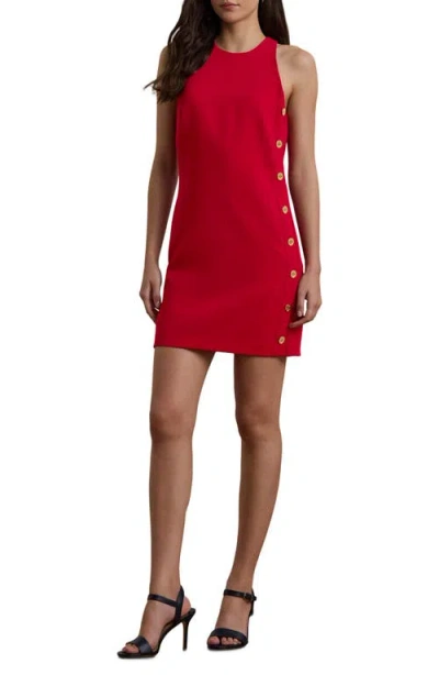 Ralph Lauren Lauren  Sleeveless Stretch Crepe Shift Dress In Festive Red