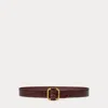Ralph Lauren Leather Slide-buckle Croc-embossed Belt In Dark Mahogany