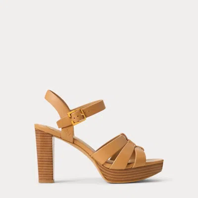 Ralph Lauren Soffia Nappa Leather Sandal In Buff