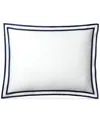 Ralph Lauren Spencer Sateen Border Decorative Pillow, 12" X 16" In White  Navy