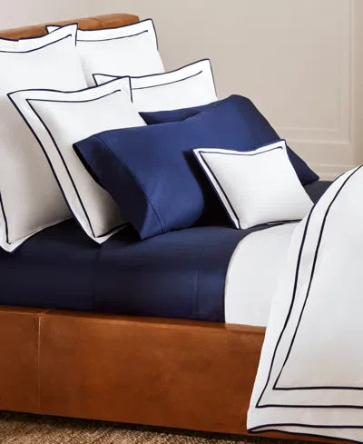 Lauren Ralph Lauren Spencer Sateen Border Duvet Cover Set, Full/queen In White Navy