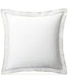 Ralph Lauren Spencer Sateen Border Sham, European In White  Flax
