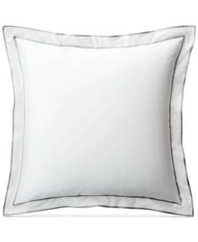Ralph Lauren Spencer Sateen Border Sham, European In White  Navy