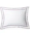 Ralph Lauren Spencer Sateen Border Sham, Standard In White  Deep Lavender