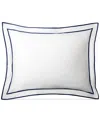 Ralph Lauren Spencer Sateen Border Sham, Standard In White  Navy