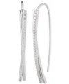 Ralph Lauren Sterling Silver Cubic Zirconia Pave Threader Earrings In Crystal,silver