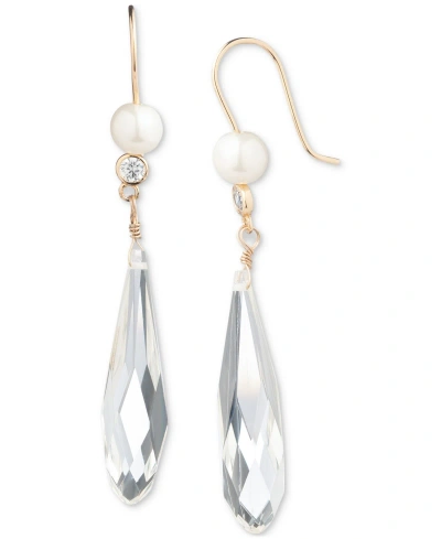 Lauren Ralph Lauren Stone & Imitation Pearl Linear Drop Earrings In Clear
