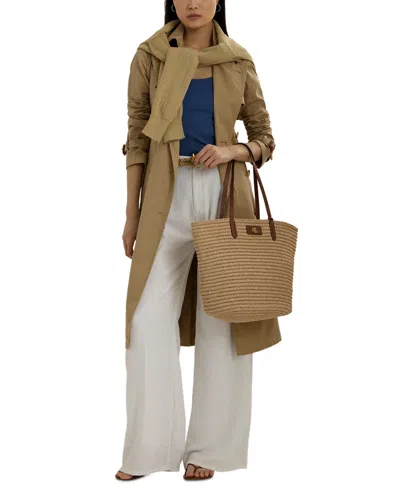Ralph Lauren Straw Brie Tote Bag In Natural,lauren Tan