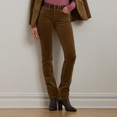 Ralph Lauren Stretch Corduroy Mid-rise Straight Pant In Honey Tan