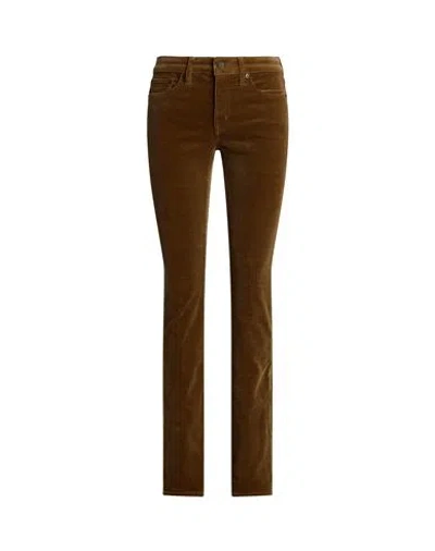 RALPH LAUREN LAUREN RALPH LAUREN STRETCH CORDUROY MID-RISE STRAIGHT PANT WOMAN PANTS BROWN SIZE 10 COTTON, ELASTA