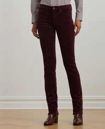 Ralph Lauren Petite Stretch Corduroy Mid-rise Straight Pants In Red