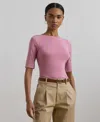 Ralph Lauren Stretch Cotton Boatneck T-shirt In Rose Mauve